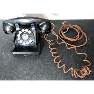 1950 Bakelite Retro Black Rotary Dial Desk Phone Western Electric F1 Bell System